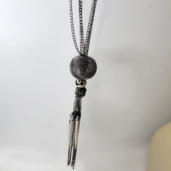 Black Charms and Mesh Ball Long Necklace - Picture 2 of 6